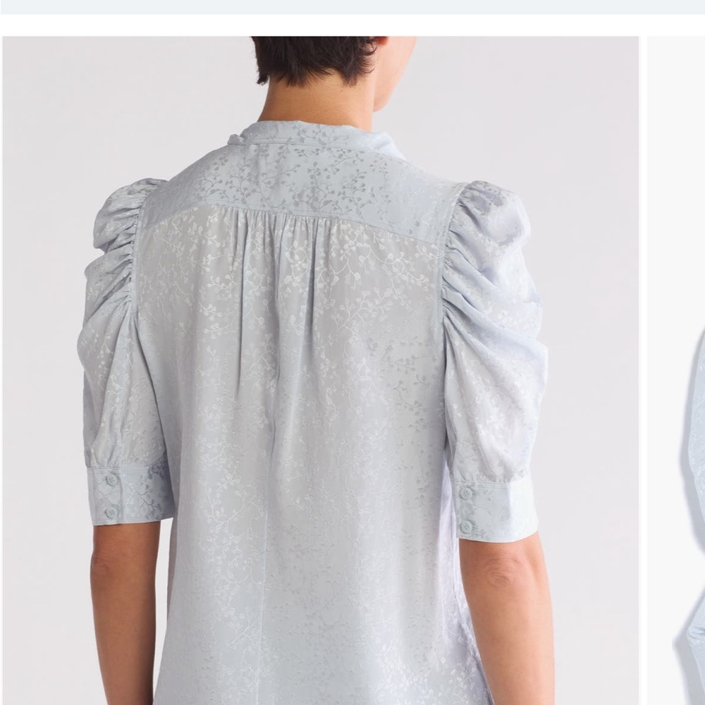 Frame “Gillian” Light Blue Silk Blouse - Picture 3 of 6